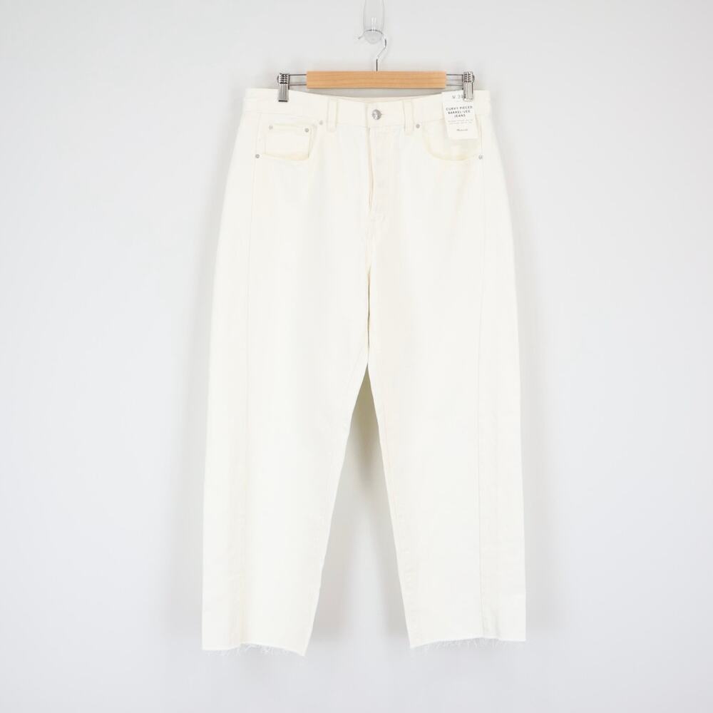 NWT Madewell The Curvy Pieced Barrel-Leg Jean Relaxed Fit In Tile White Size 30 - Picture 4 of 12